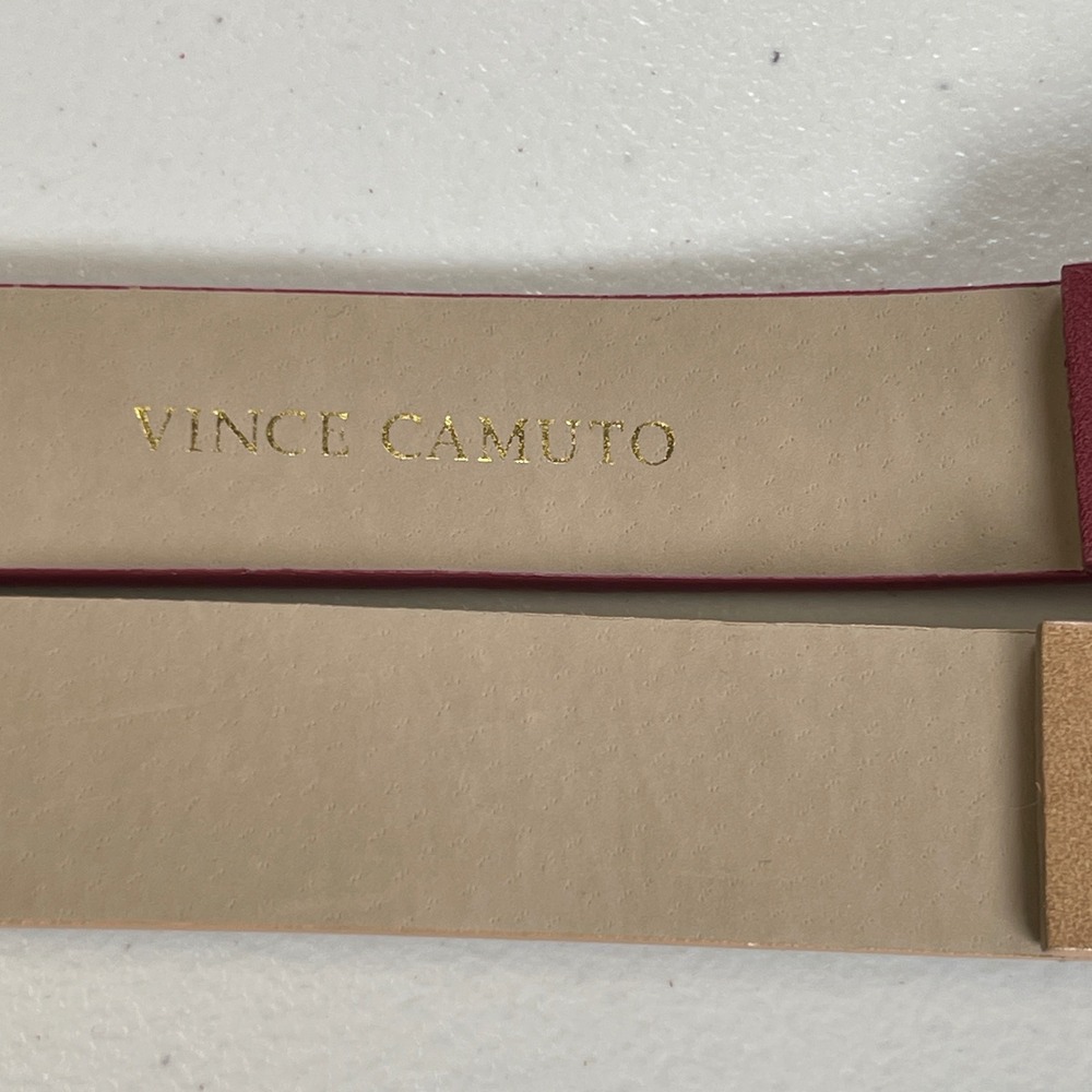 Vince Camuto Women's 2 Pack  of Belts 39" Tan and Burgundy Gold Tone Buckles - Picture 7 of 9